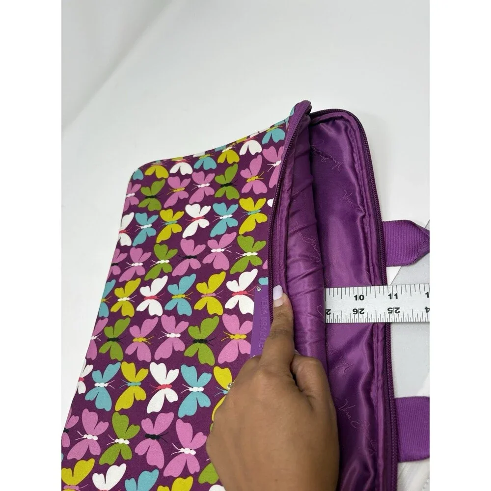 Vera Bradley Butterfly Print Laptop Sleeve Computer Case Purple Padded Carrying